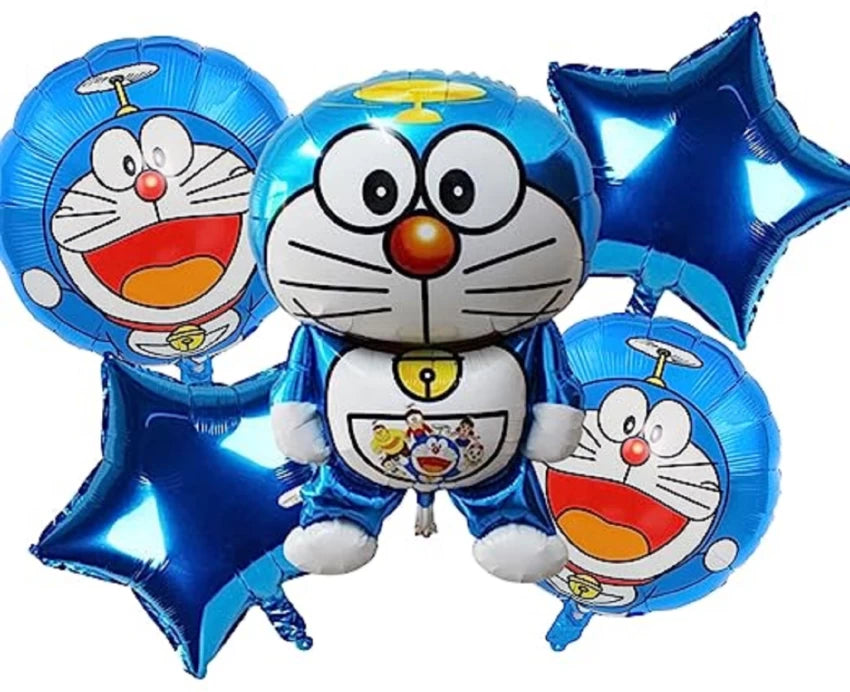 Doremeon Theme Foil Balloon Foil Balloon Set of -5 Piece For Birthday Day Party
