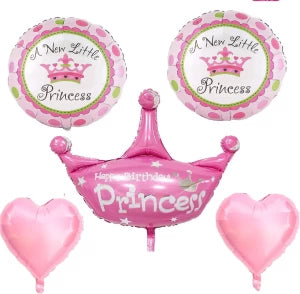 Princess Happy birthday Foil Balloon  Foil Balloon Set of -5 Piece For Birthday Day Party