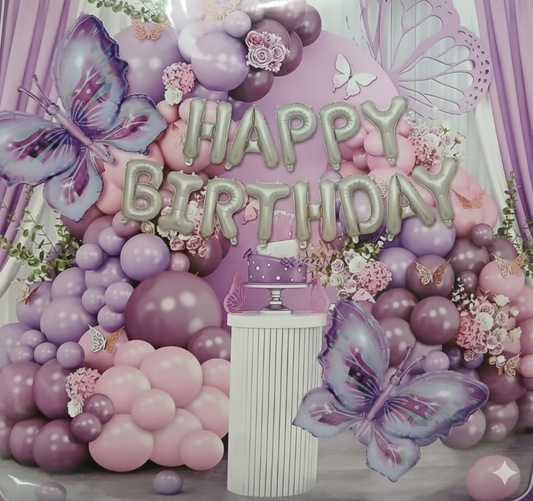 100 pcs Purple Peach Pink Garland Theme Set For Bow Themed Party Decoration & Celebration