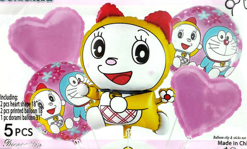 Dorami Foil Balloon Set - 5 Pieces For Dorami Theme Party Celebration
