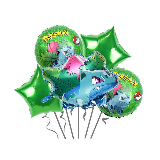 Pokemon Theme Foil Balloon Foil Balloon Set of -5 Piece For Birthday Day Party