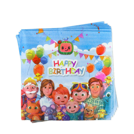 CocoMelon disposable Tableware Paper Napkin Birthday Party Decoration