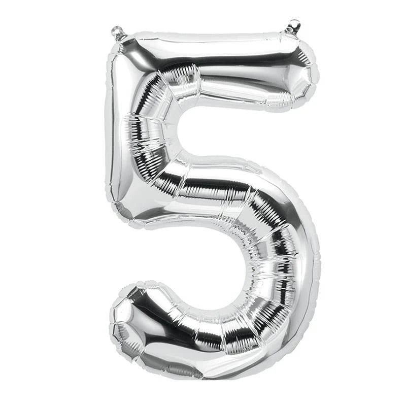 Silver Number ( 0 - 9 ) Foil Balloon For Birthday, Anniversary, Bridal Shower Celebration and Decoration