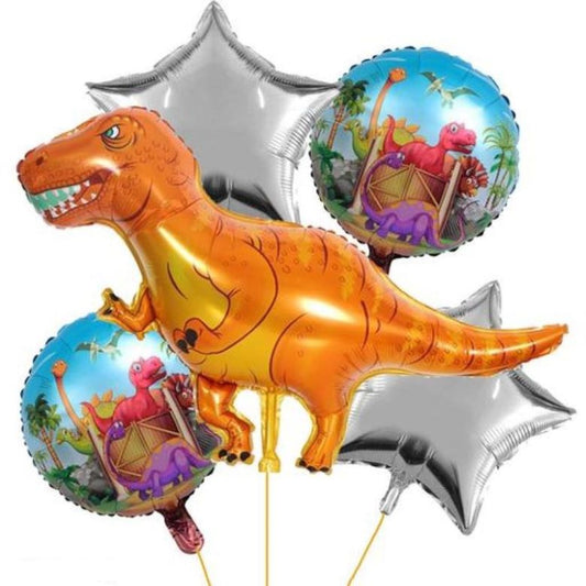 Dinosaur Face Theme Foil Balloon Foil Balloon Set of -5 Piece For Birthday Day Party